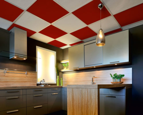 Mutfak Asma Tavan Uygulaması Örneği - Renkli Alçı Panel
